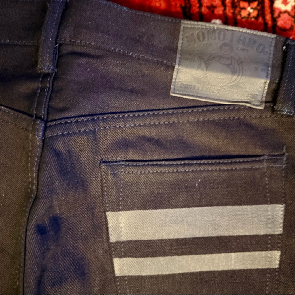 Momotaro Limited Edition Black Selvedge Jeans with Gray Stripes US 30x30 14.70oz - Picture 4 of 7